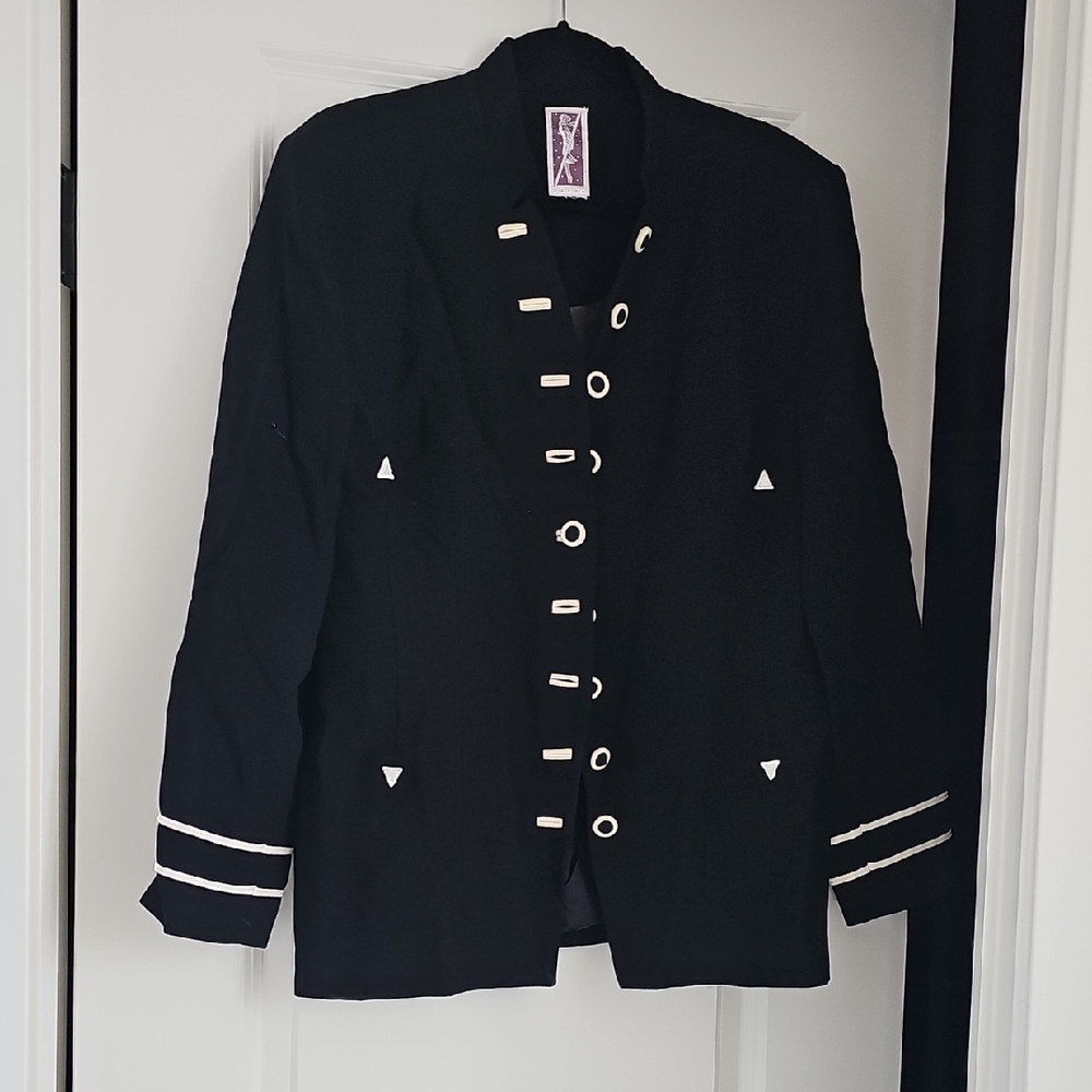 Elegant Black Military-Inspired Jacket